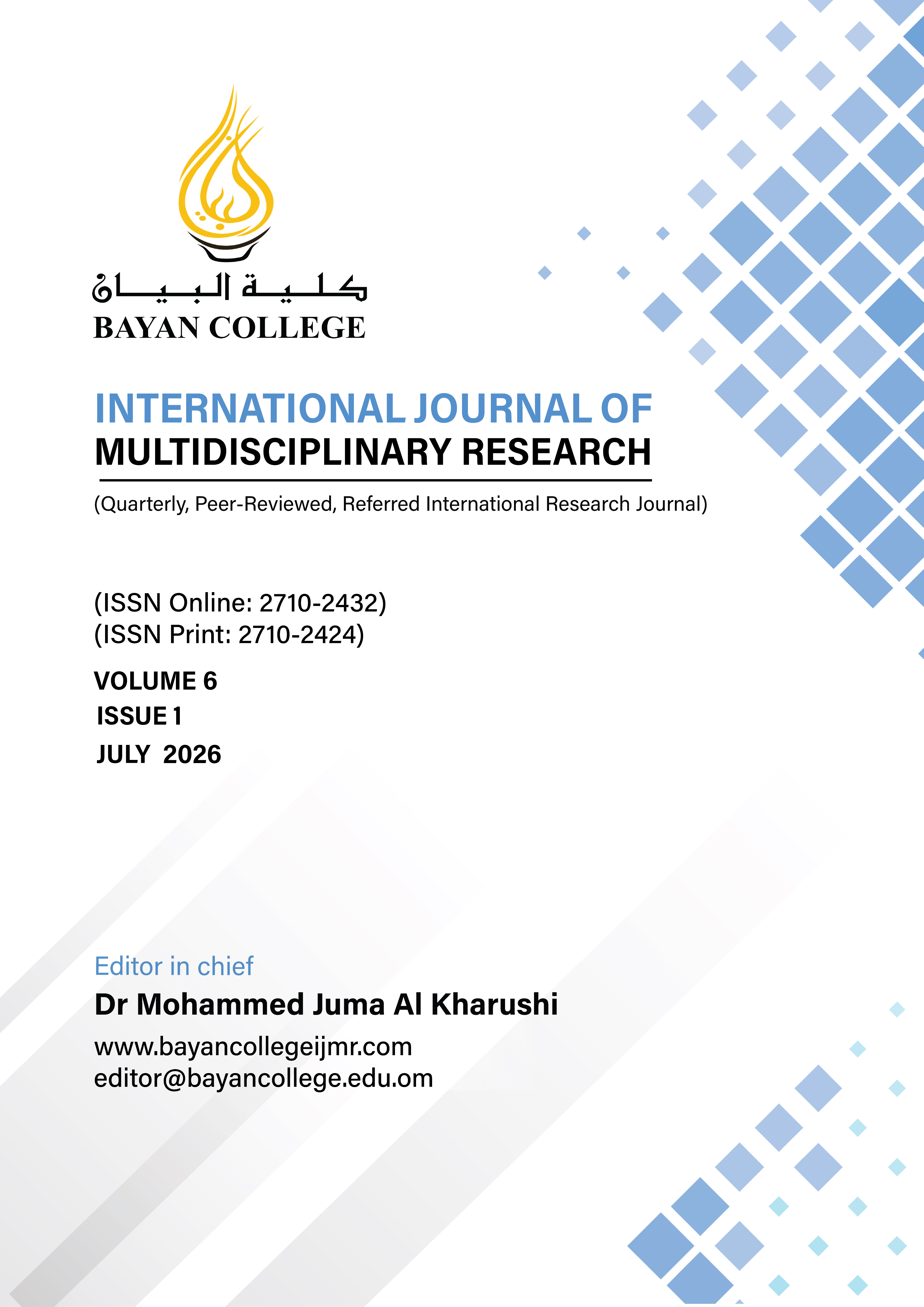 					View Vol. 6 No. 1 (2026): Bayan College IJMR
				